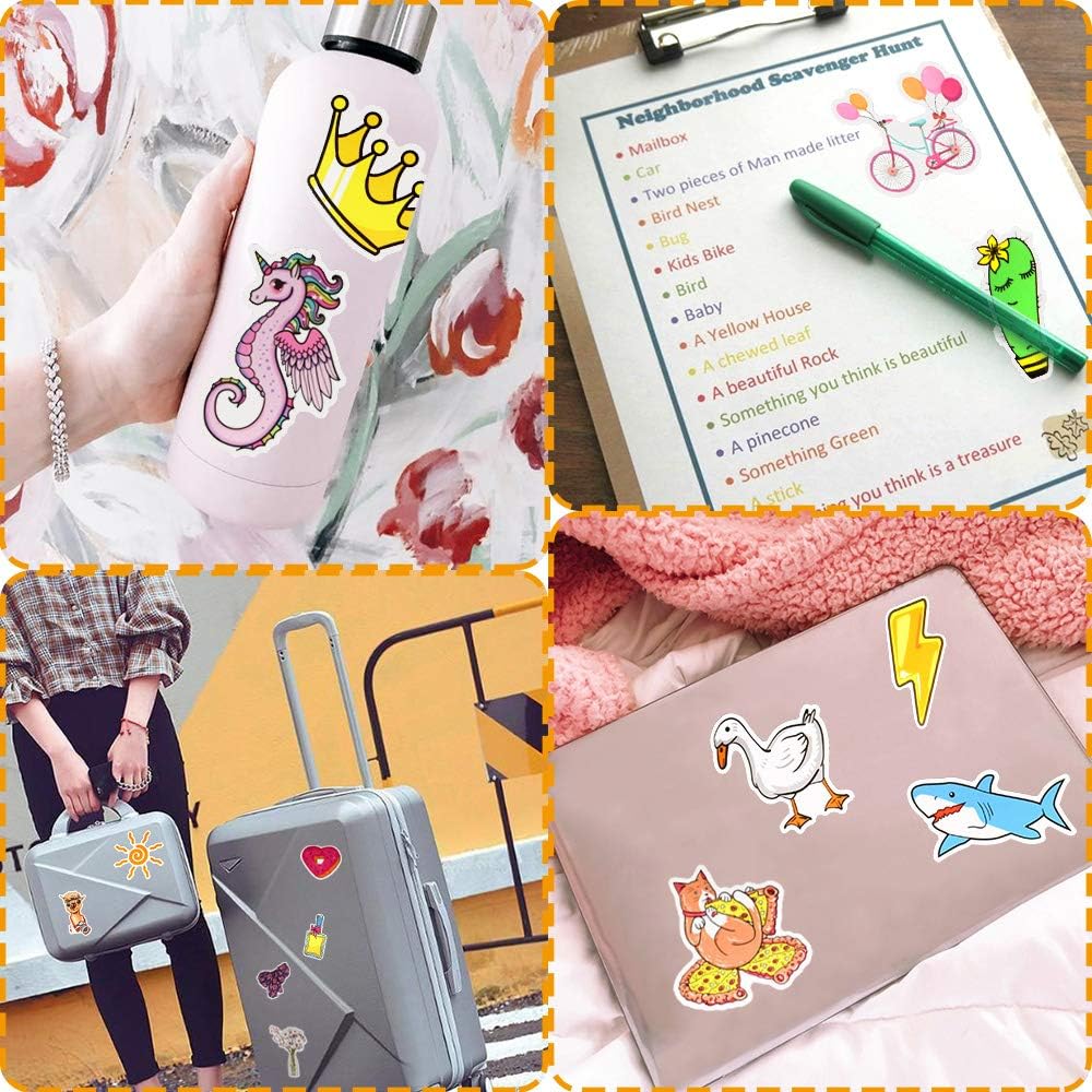 QTL Neon Stickers for Teens & Students Prizes, Waterproof Vinyl Party Favor Stickers, School Rewards, Water Bottle and Laptop, 50PCS - Colors A