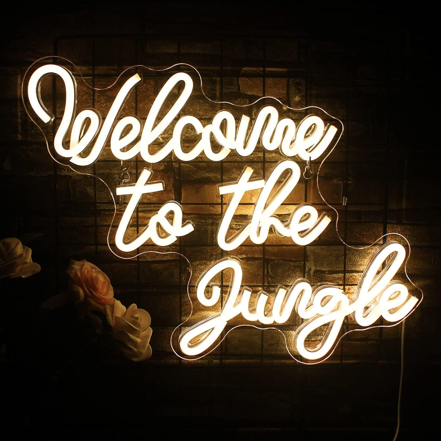 Welcome to the Jungle Neon Sign Jungle Decor Green Led Word Neon Light Signs for Wall Decor Usb Letter Light Up Sign for Garden Home Entryway Front Porch Party Gift