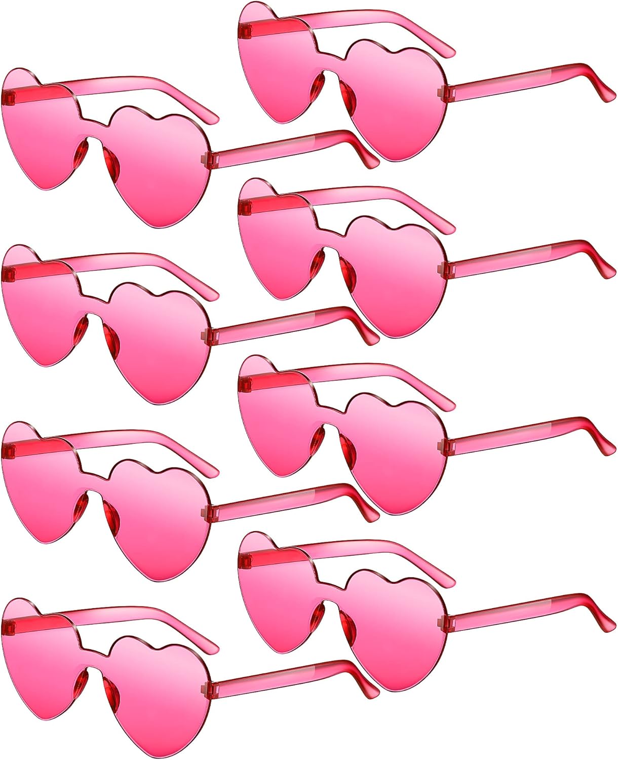 Frienda 8 Pairs Heart Shaped Sunglasses for Women Rimless Heart Glasses Candy Color Sunglasses for Party Favor
