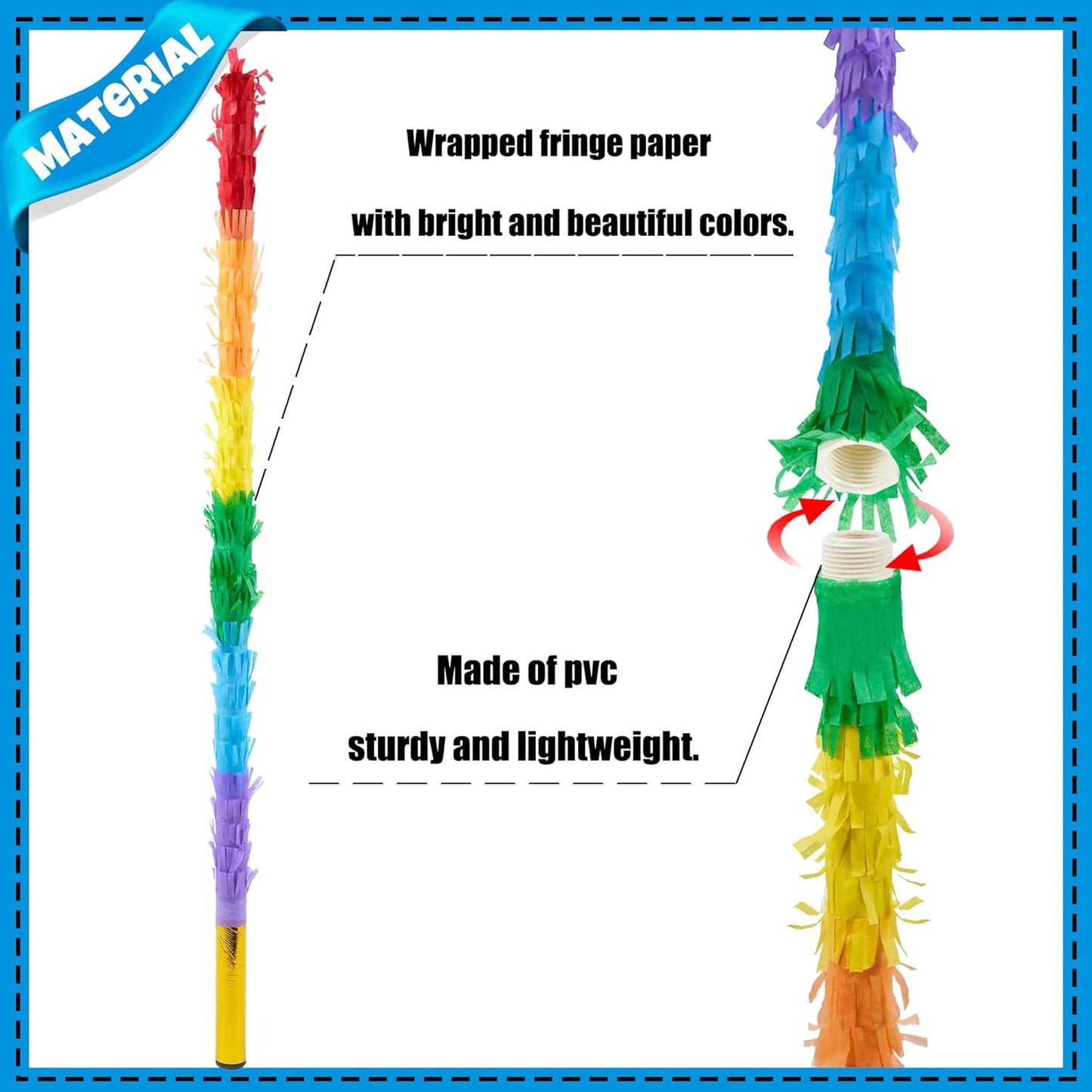PCFING 30 Inch Piñata Stick Kit Blue Very Sturdy Will Not Break, Suitable for Boys Girls Adults Can Have Fun at Any Party