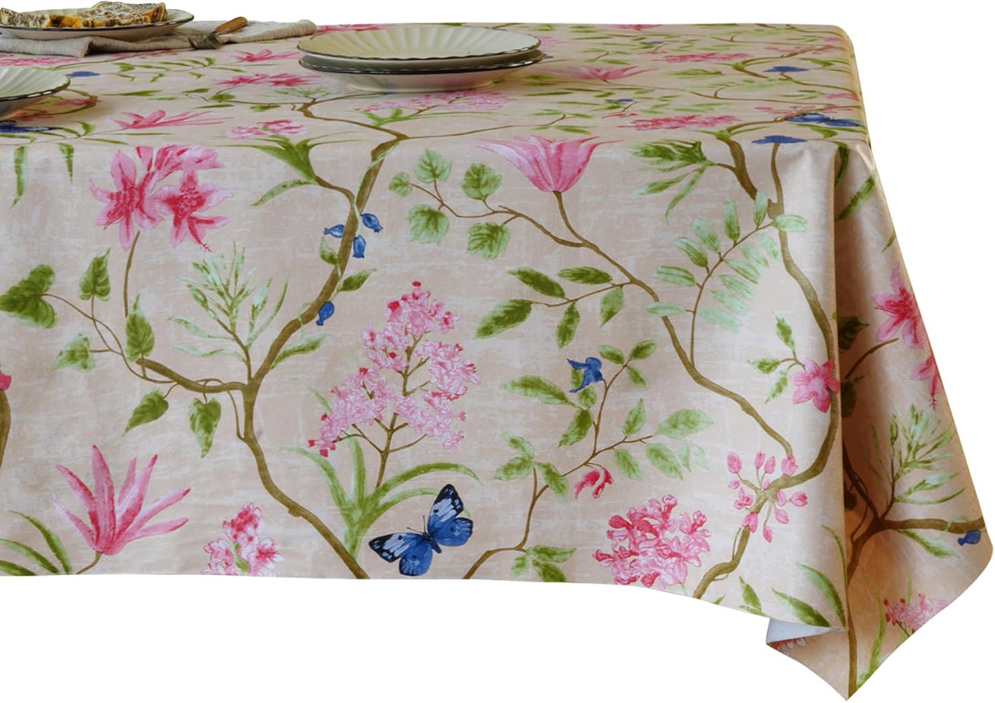 Rectangle Table Cloth,100% Waterproof Tablecloth Oil Proof Spill Proof Vinyl Table Cloth, Wipe Clean Plastic Table Cover for Dining, Camping, Indoor and Outdoor 52" x 70",Leaves