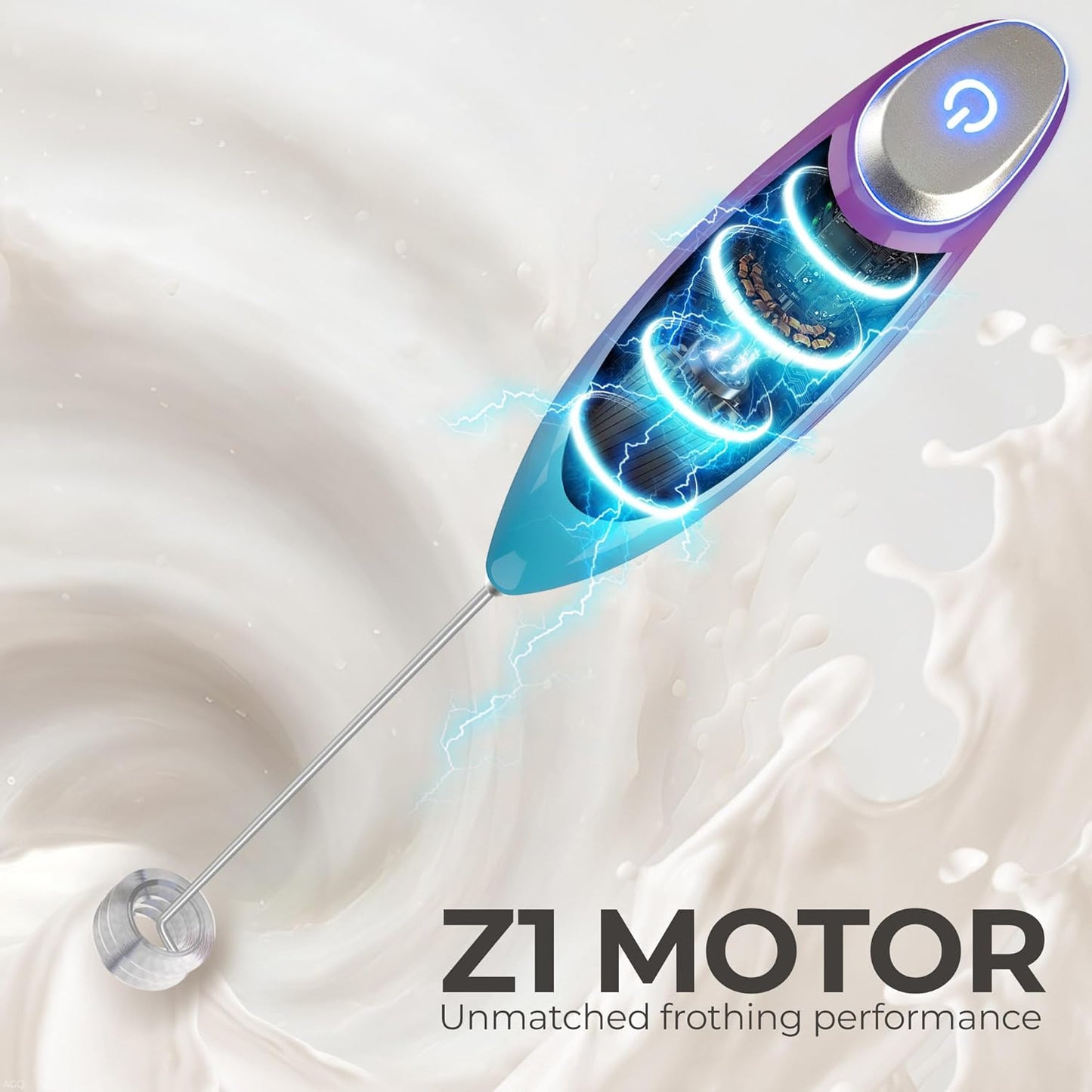 Zulay Kitchen Powerful Milk Frother Wand With Duracell Batteries - Ultra Fast Handheld Drink Mixer - Electric Whisk Foam Maker for Coffee, Lattes, Cappuccino & Matcha - Z1 Motor - Black - Colors D