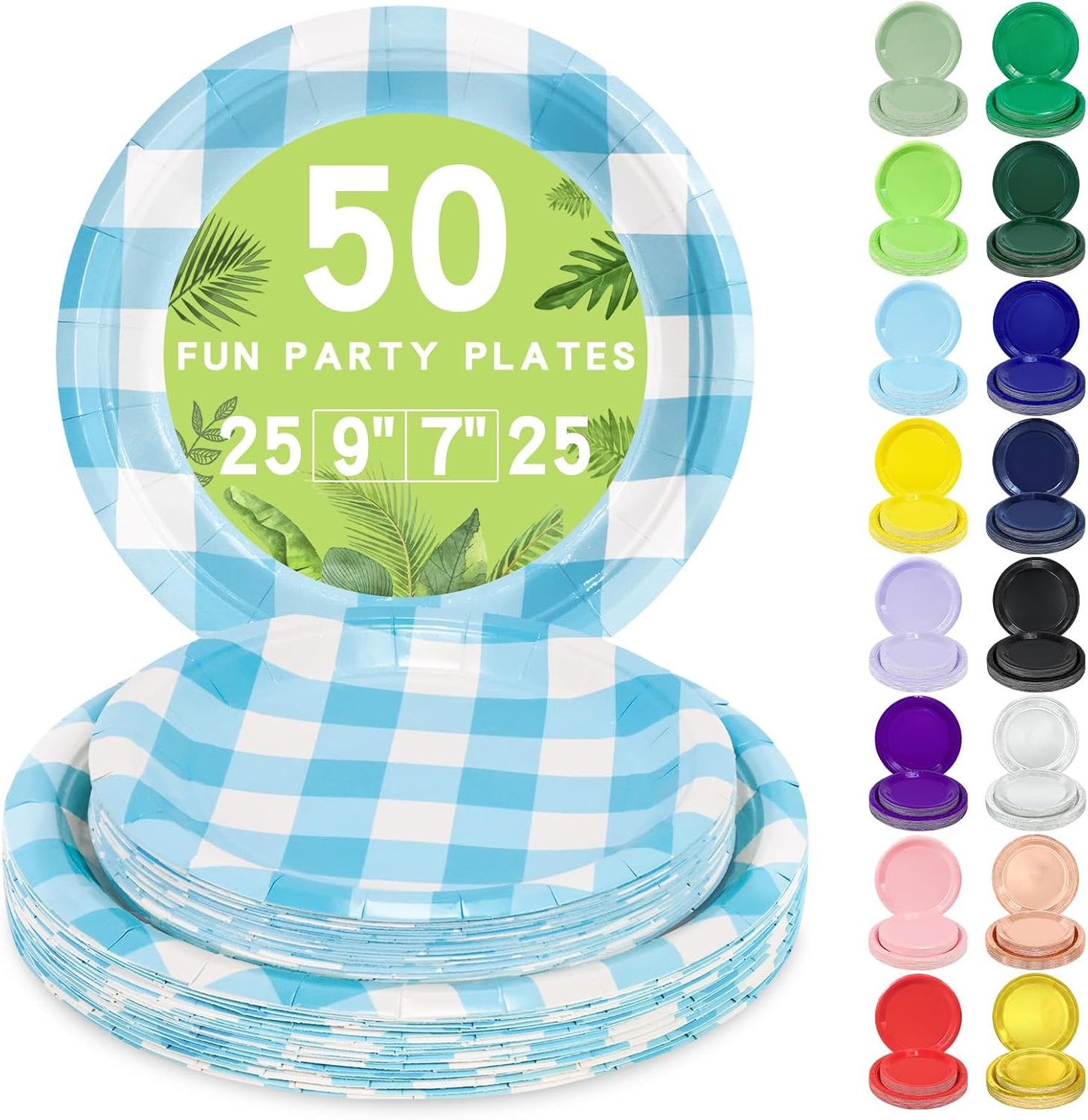 LANLISA 50 Pcs Pink Paper Plates Disposable, 25-9" & 25-7" Disposable Birthday Cake Dessert Plates For Valentines Day, Baby Shower, Easter Party, Mothers Day Party Supplies