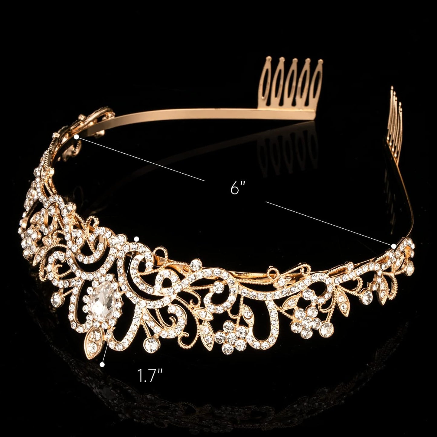 Crystal Tiara Crowns For Women Girls Princess Elegant Crown with Combs Women's Headbands Bridal Wedding Prom Birthday Party