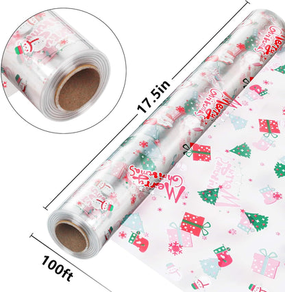 JOYIT 100 ft Clear Cellophane Wrap Roll (31.5 in x 100 ft) - 3 Mil Thicken Cellophane Roll,Cellophane Bags Large,Wrapping Paper for Flower Gift Baskets Wrap (31.5" fold into 16")