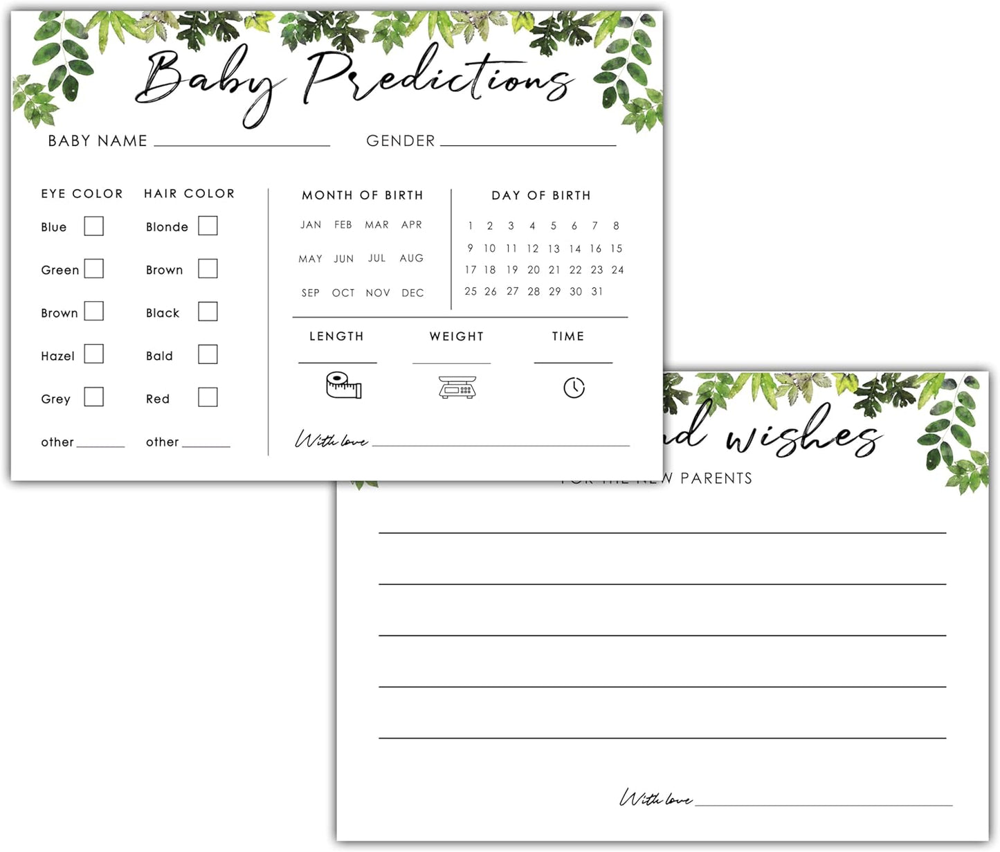 Baby Predictions and Advice Cards, 5" x 7" Pink Baby Shower Predictions Cards, Daily Party Games & Activities Favors for Newparents - G08