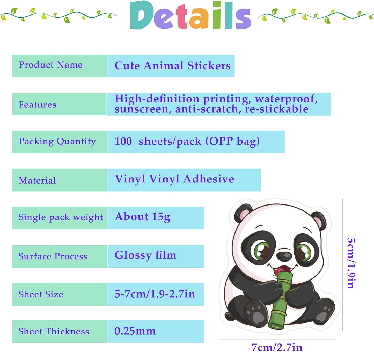 OHOME 100 PCS Water Bottle Stickers for Kids,Cute Animal Aesthetic Sticker Pack - Waterproof Vinyl Kawaii Stickers for Girls Boy Classroom Prizes,Party Favors for Scrapbook, Laptops, Journal,Birthday