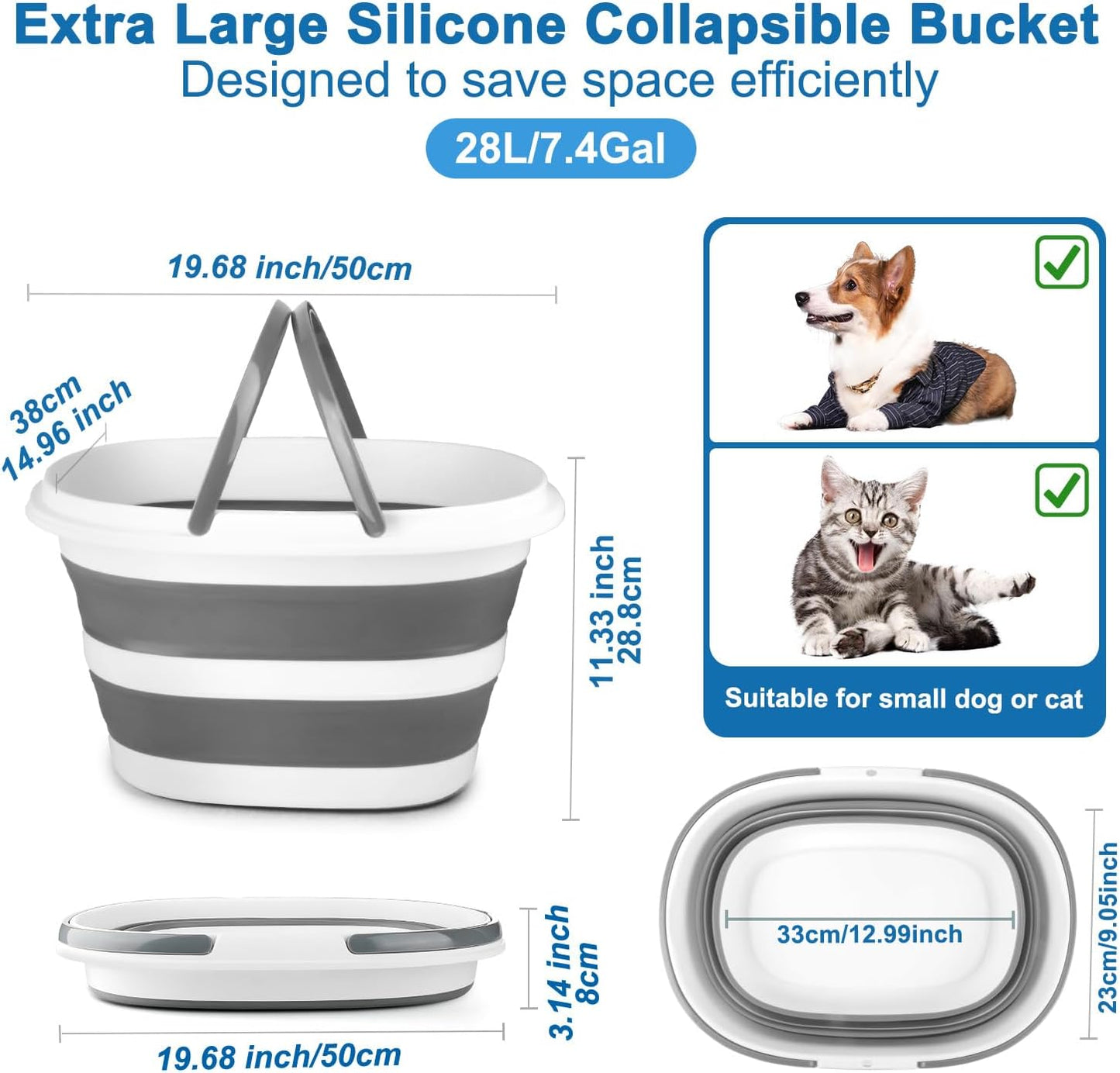 Collapsible Bucket for Cleaning, 4.2 Gallons Mop Bucket with Handle for Floor Window Car Washing, Silicone Ice Buckets for Parties Camping Fishing Beach, RV Laundry Storage Household Cleaning Supplies
