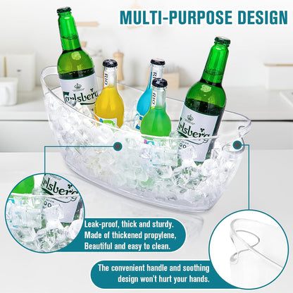 Ice Buckets for Parties, 2 PCS Ice Bucket for Cocktail Bar, 5.5L Drink Buckets for Parties, Wine Cooler, Champagne, Cocktails, Beer Chiller with 2 Ices Bucket Scoop(Clear)