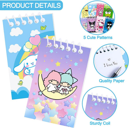 Kitty Birthday Party Supplies, 24Pcs Mini Notepads for Kawaii Birthday Party Favors, Goodie Bag Stuffers, Children Classroom Rewards, 8 Types