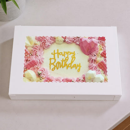 MUMULULU 4 PCS 19x14x4 Inch Cake Boxes with Cake Board White Sheet Rectangular Bakery Boxes with Window for Donuts Cookies Dessert Cupcakes Pastry Baking Pie Packaging