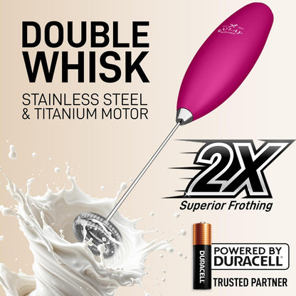 Zulay Kitchen Powerful Milk Frother Wand With Duracell Batteries - Ultra Fast Handheld Drink Mixer - Electric Whisk Foam Maker for Coffee, Lattes, Cappuccino & Matcha - Z1 Motor - Black - Colors C