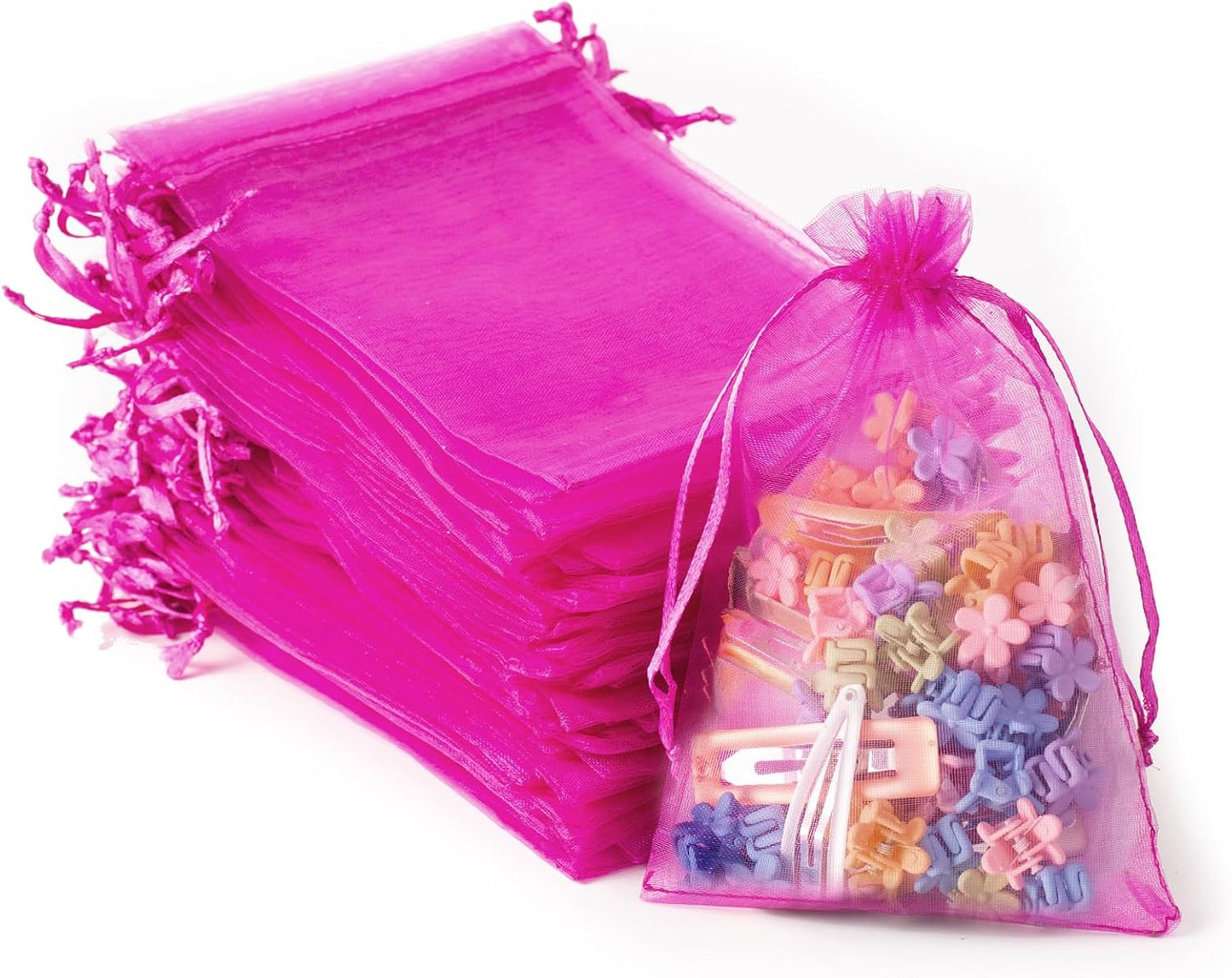 100PCS White Organza Bags, 4x6 Inch Small Mesh Bags Drawstring, Jewelry Gift Bags for Easter, Party, Festival, Bathroom Soaps, Makeup