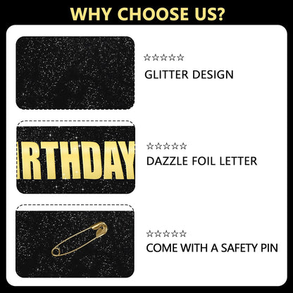 Vuzvuv Glitter Black The Birthday Dude Sash with Iridescent Foil Letter for Men and Boys, Funny Party Decorations for Boyfriend, Son, Brother,Husband