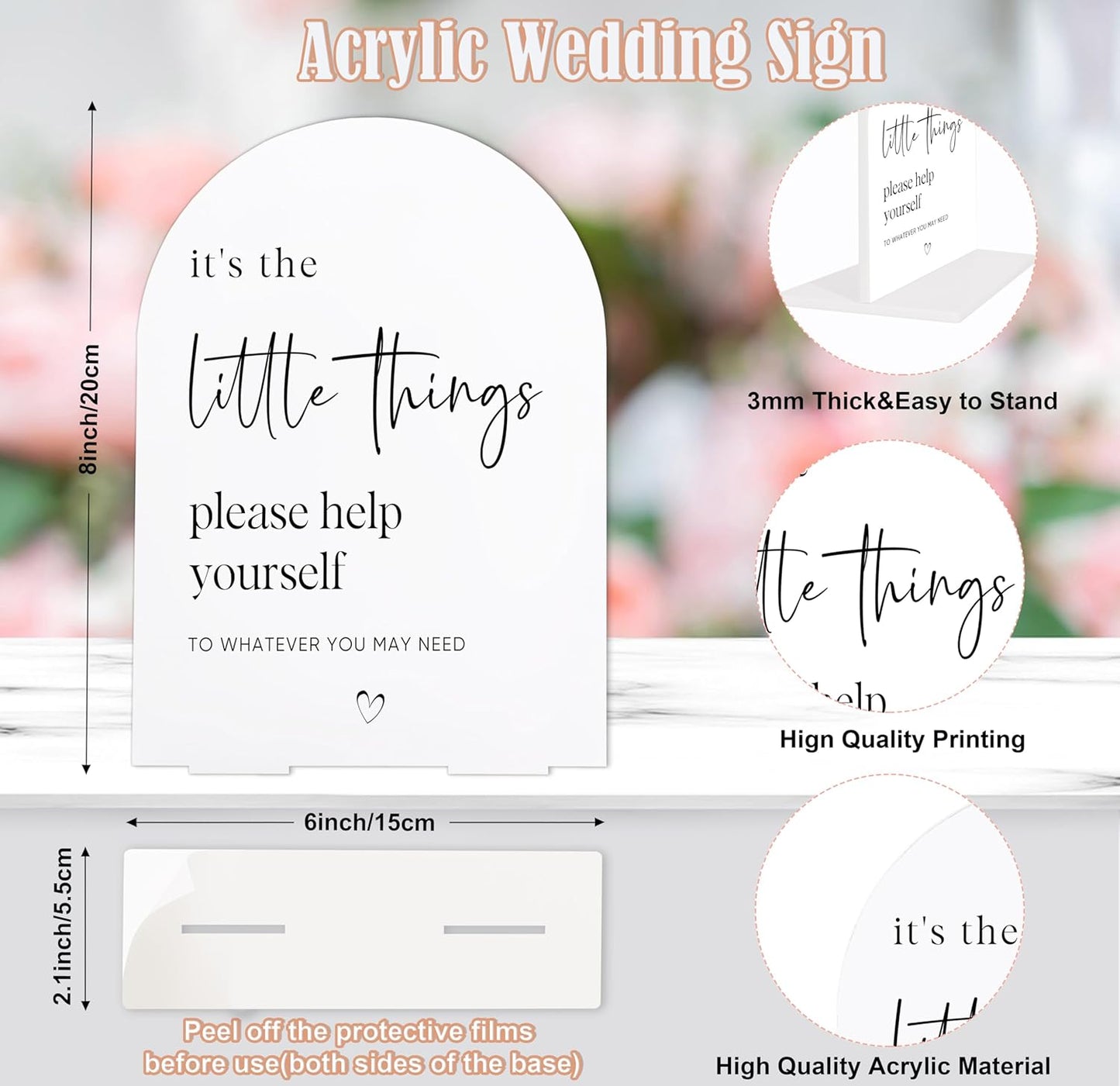 Sign Our Bible Wedding Sign, White Acrylic Wedding Guest Book Sign, Bridal Shower Decor, Elegant Arch Acrylic Table Top Signs for Reception Marriage Engagement Party Decorations