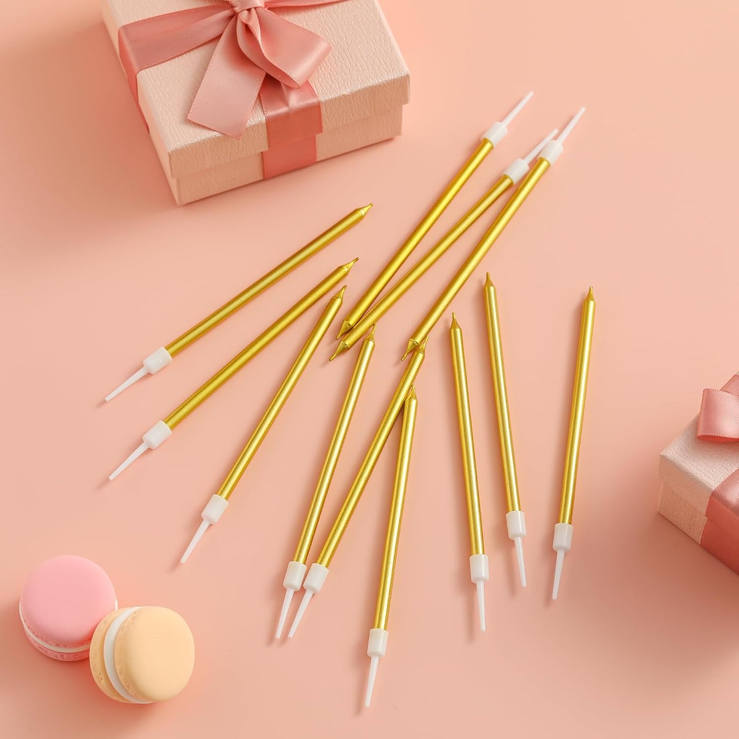 Pink Gold Long Thin Birthday Candles, Cake Candles, Birthday Parties, Wedding Decorations, Party Candles