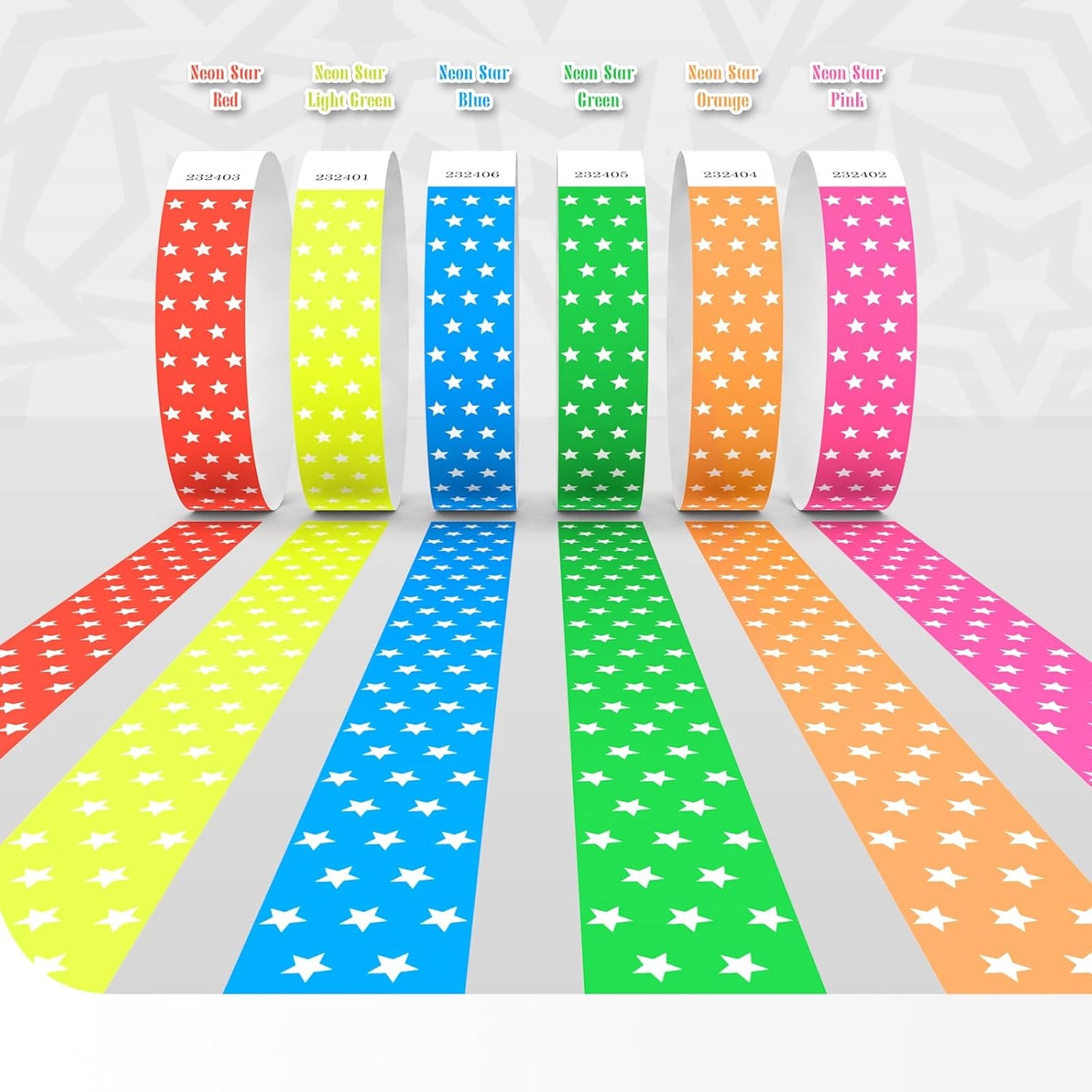 Neon Stars Yellow Green Paper Wristbands for Events, 100 Count 3/4" Paper Bracelets for Event Entry, Festivals, Parties, Clubs (Neon Star Yellow Green, 100)