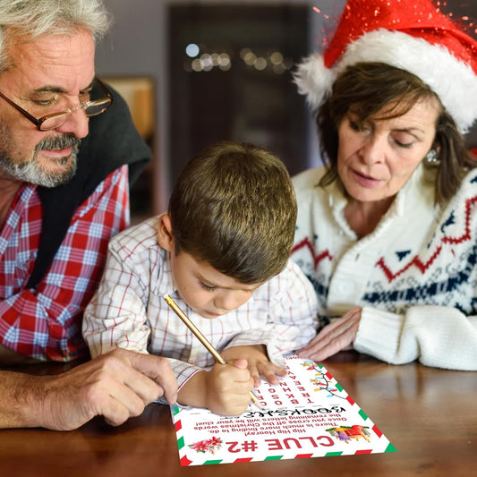Christmas Treasure Hunt for Older Kids,Santa Holiday Scavenger Treasure Gift Hunt Games Crack the Code Puzzle for Christmas Morning Eve Gift