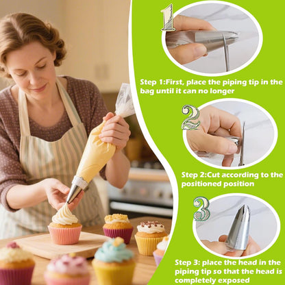 Suuker Large Piping Tips Set, Seamless Stainless Steel Cake Decorating Tips, 5 Pieces Frosting Icing Tips for Cake Decorating, Cupcakes, Cookie (1A 1E 1C 9FT 356)