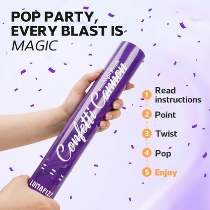 12 Inch Confetti Biodegradable [6 Pack] Confetti Cannons | Multicolor Confetti Poppers for Wedding,Birthday PartyChristmas Eve and New Year Give a Gift