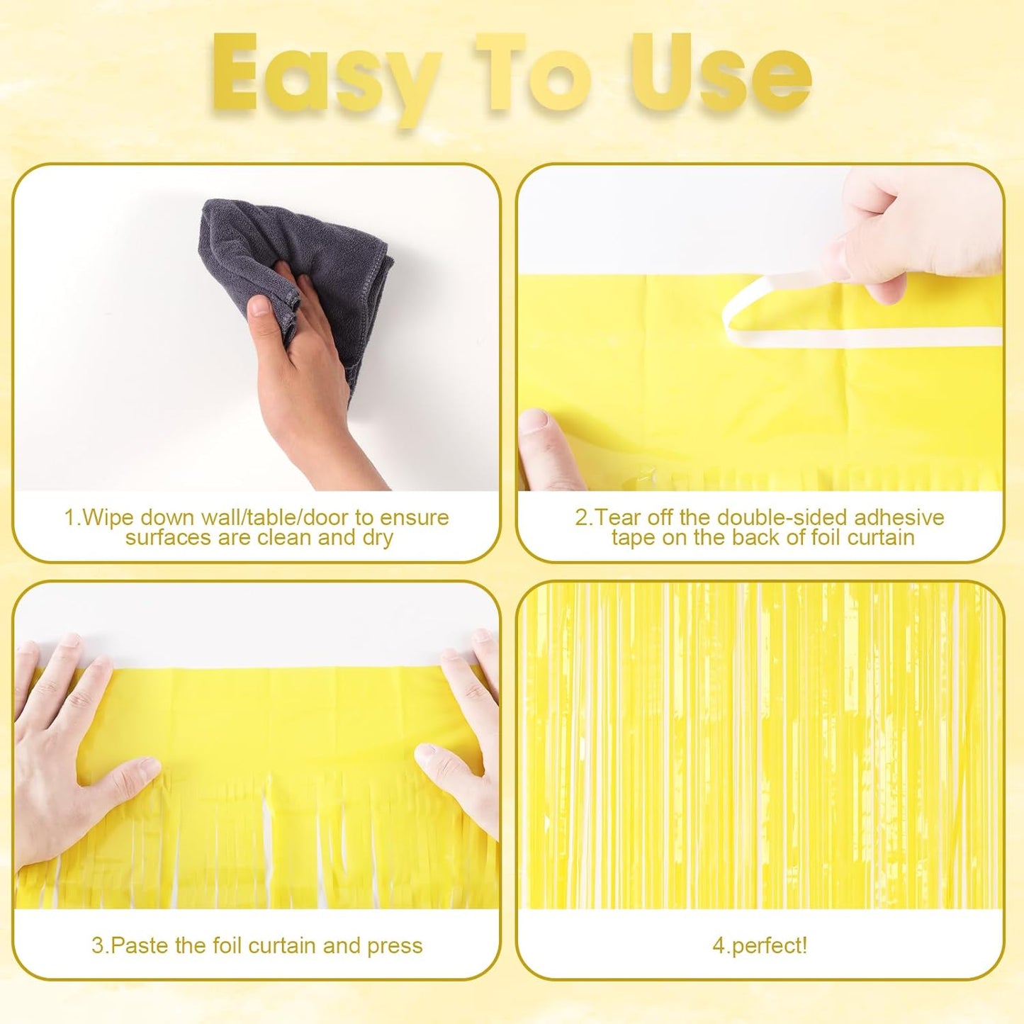 Voircoloria 3 Pack 3.3x8.2 Feet Gold Foil Fringe Backdrop Curtains, Tinsel Streamers, Fringe Backdrop for 2025 New Years Eve, Graduation, Birthday, Baby Shower, Gender Reveal, Disco Party - Colors A