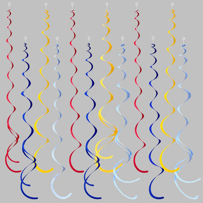 36 Pcs Blue Hanging Swirl Decorations Ombre Royal Blue White Felt Swirl Streamer Spiral Ceiling Garland for Birthday Wedding Baby Shower Graduation Under The Sea Nautical Ahoy Achor Party Supplies