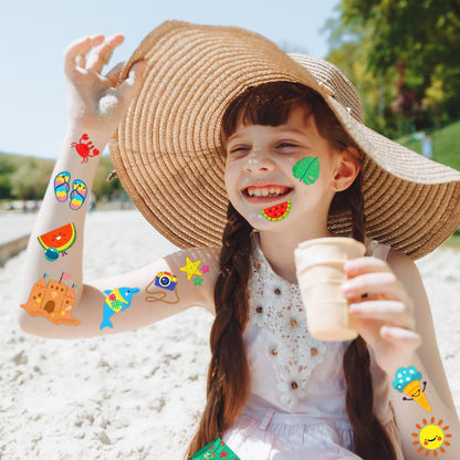 winthrop 240 Pcs Bulk Summer Temporary Tattoos for Kids, Individually Wrapped Safety Waterproof Tattoos, Best Choice for Hawaiian Luau Party Pool Beach Party Favors Classroom Matching Game, 60 Designs