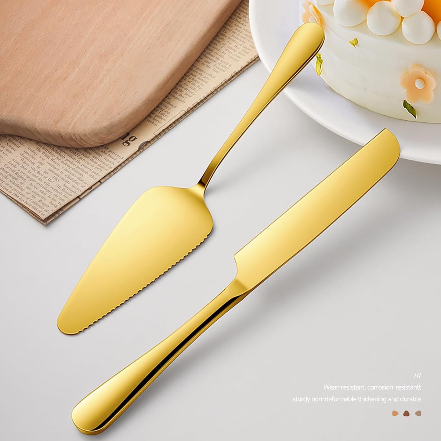 Wedding Cake Knife and Server Set, 2Pcs Stainless Steel Cake Cutting Set, Silver Cake Cutter and Cake Server for Wedding, Birthday, Party, Christmas
