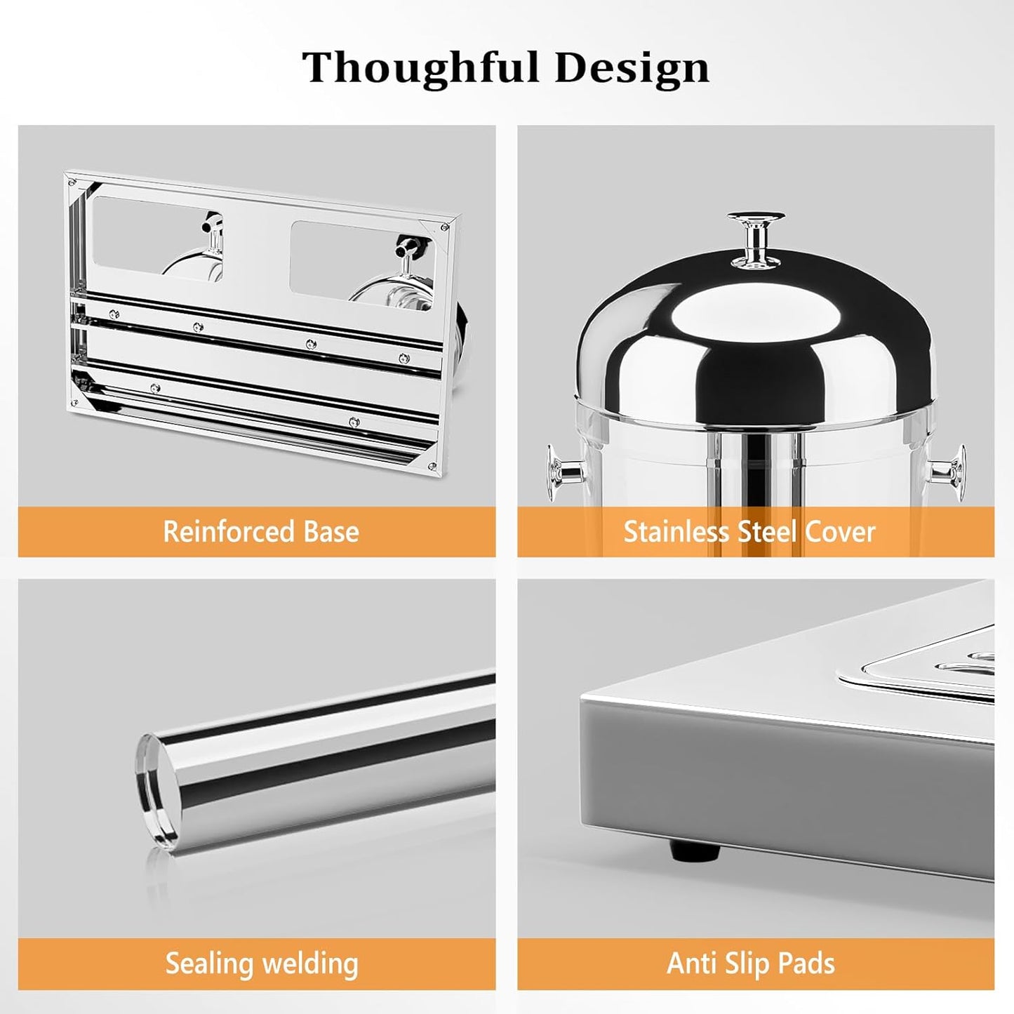 ROVSUN 4.4 Gallon/ 16.6L Drink Dispenser for Parties, Beverage Dispenser with Stand, Drink Dispenser Water Juice Dispenser Stainless Steel with Ice Container, Hot & Cold Drinks for Catering Buffet