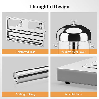 ROVSUN 4.4 Gallon/ 16.6L Drink Dispenser for Parties, Beverage Dispenser with Stand, Drink Dispenser Water Juice Dispenser Stainless Steel with Ice Container, Hot & Cold Drinks for Catering Buffet