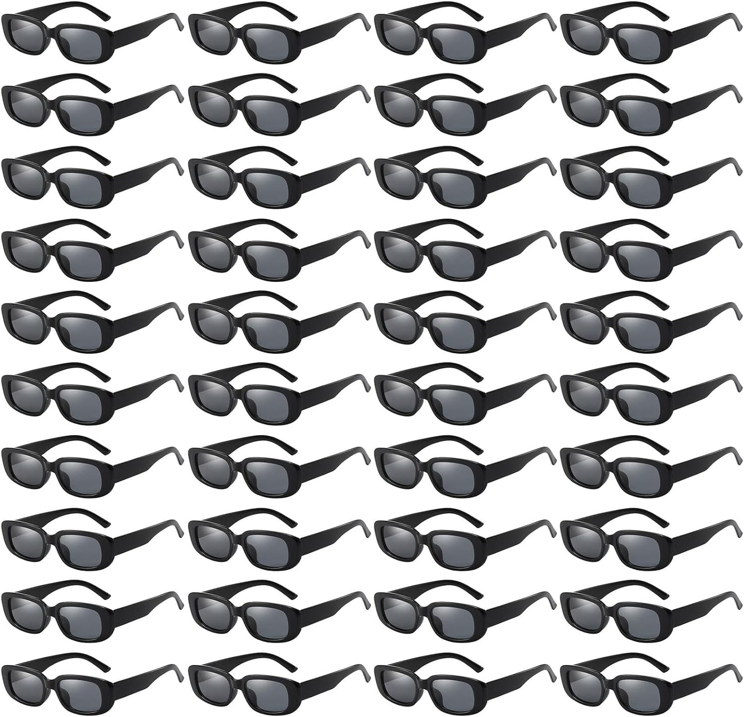 Pibupibu 40 Pack Rectangle Sunglasses Bulk 90s Retro Cool Party Sunglasses for Women Men Fun Glasses Set