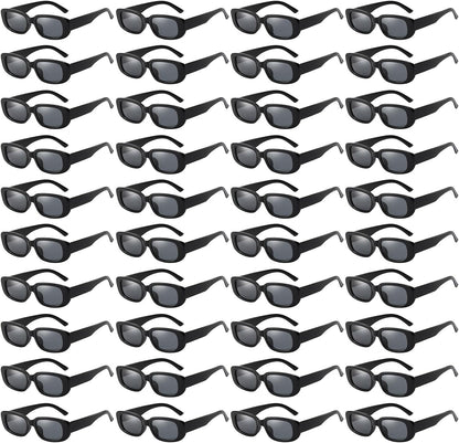 Pibupibu 40 Pack Rectangle Sunglasses Bulk 90s Retro Cool Party Sunglasses for Women Men Fun Glasses Set
