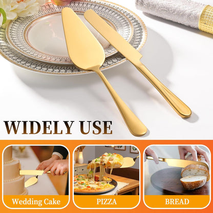 Cake Serving Set, Cake Pie Pastry Servers, Stainless steel Cake Knife and Server Set Perfect For Birthday, Wedding, Parties and Events (Silver)