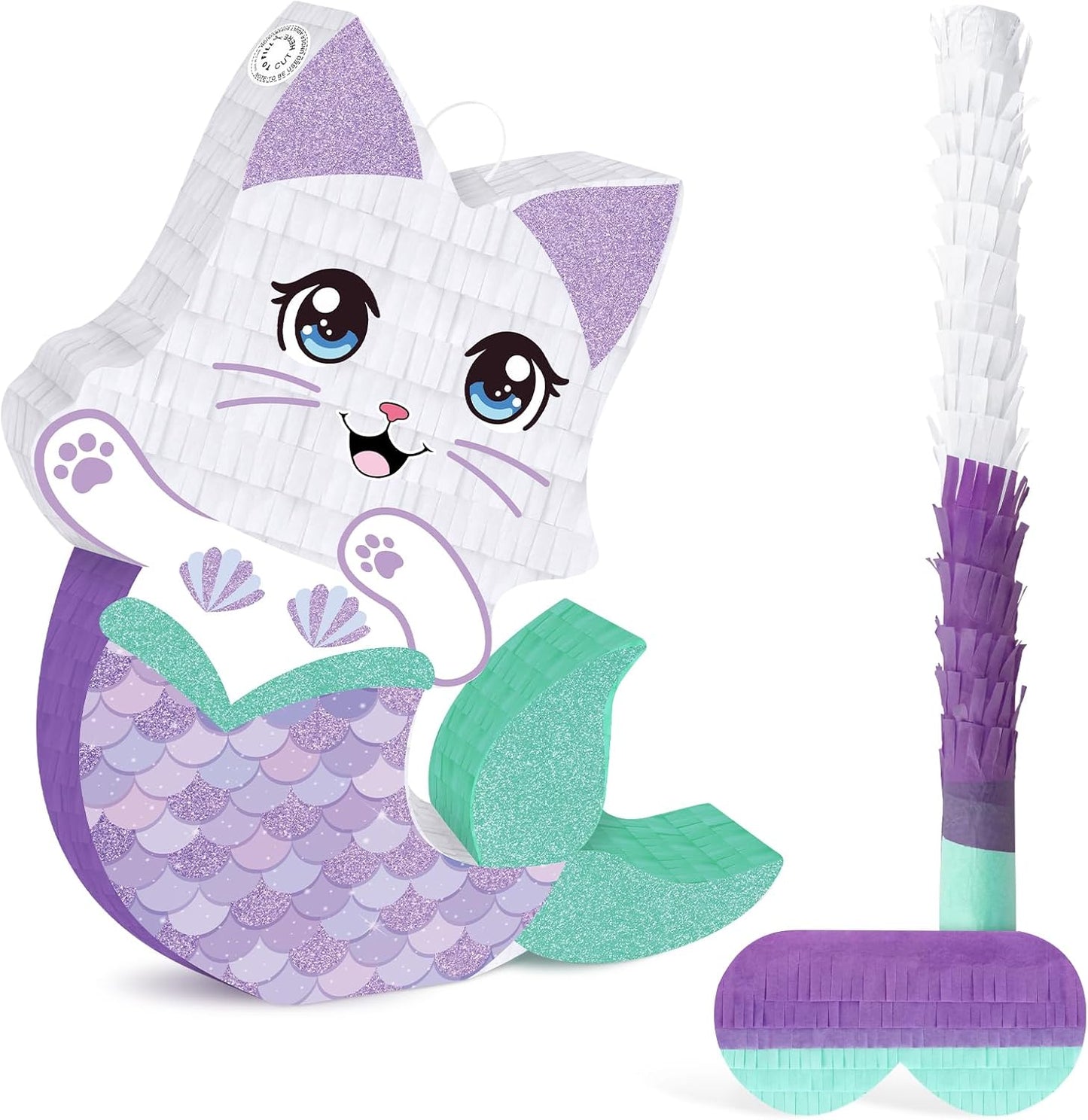 Hooqict Mexican Pinata with Blindfold and Bat Stick Party Pinata for Fiesta Carnival Cinco de Mayo Decorations Kids Adults Mexican Party Games Birthday Party Supplies