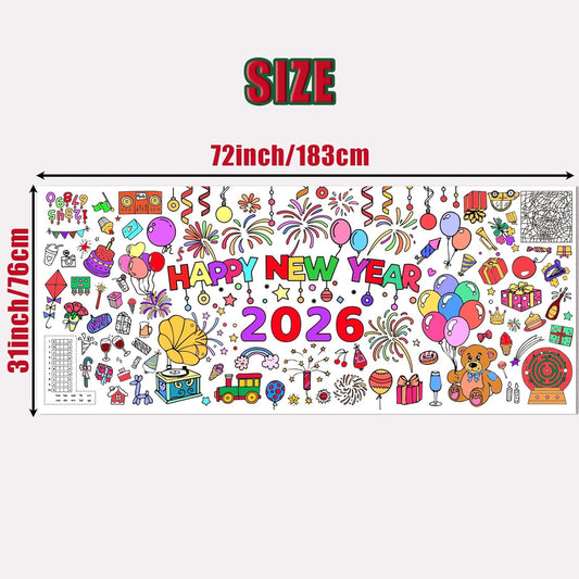 Birthday Giant Coloring Tablecloth for Kids 75x30 in Large Coloring Poster Jumbo Paper Tablecloth Poster Fun DIY Birthday Activity for Home Classroom Party Decorations Suppiles (happy birthday)