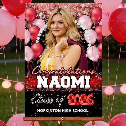 Graduation Party Welcome Sign, Photo Graduation Poster, Graduation Decorations, Grad Party Sign, Grad Welcome Sign, Graduation gift for best friend, Graduation gift for daughter, sister, brother - 1