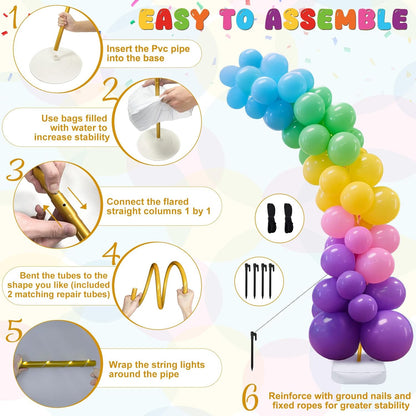 AerWo Balloon Arch Kit 9.35FT & 6FT, Free Bending Half Balloon Arch Stand with Base, Floor Gold Balloon Arch Frame Backdrop for Wedding Birthday Party Baby Shower Yard Lawn Home Christmas Decorations