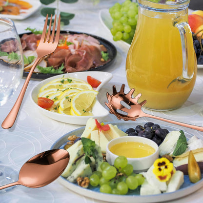 Stainless Steel Serving Utensil Set 10-Piece Buffet Flatware Catering Silverware with Bread Tong,Cake Spatula,Serving Ladles,Salad Fork,Cheese Knife,Large Spoon for Parties Buffet