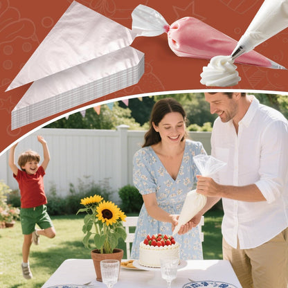 200 Pcs Disposable Cream Pastry Bag Cake Icing Piping Decorating Tool Cupcake Decorating Piping Icing Bag (Red)