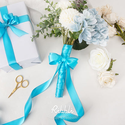 Ribbli Double Faced White Satin Ribbon,3/8” x Continuous 25 Yards,Fabric Ribbon use for Bows Bouquet,Gift Wrapping,Floral Arrangement