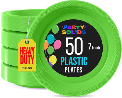 Exquisite Party Solids Red Plastic Plates For Party Supplies 10" Red Disposable Plates Heavy Duty 50 Pcs Plastic Dinnerware Sets Heavy Duty 350 GSM Disposable Dinnerware Set