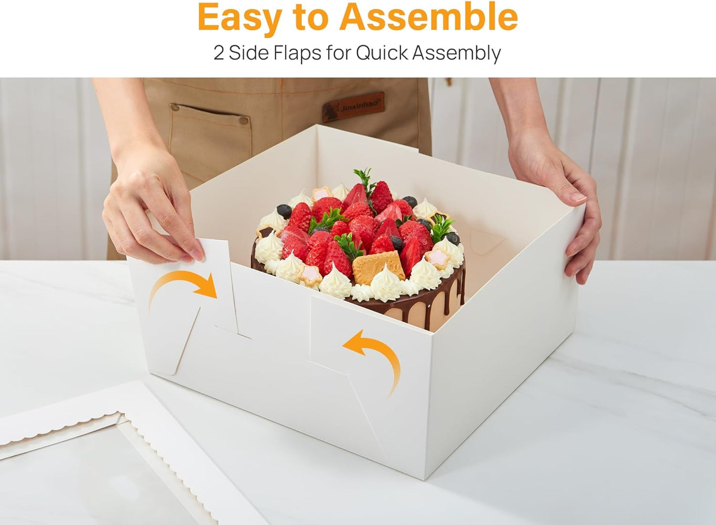 Kootek 15pcs Cake Boxes, 10x10x8 Inches Tall Cake Box with Window, White Bakery Boxes, Large Baking Boxes, Square Cardboard Cake Box for Multi-Layer Cakes, Cake Decorating Supplies for Gift Giving