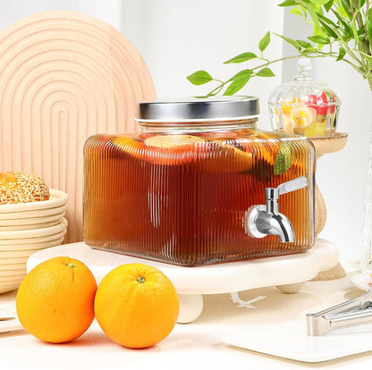 1 Gallon Drink Dispensers for Parties,Beverage Dispenser for Fridge with Leakproof Stainless Steel Spigot, Ideal for Water, Lemonade, Juice, Iced Tea
