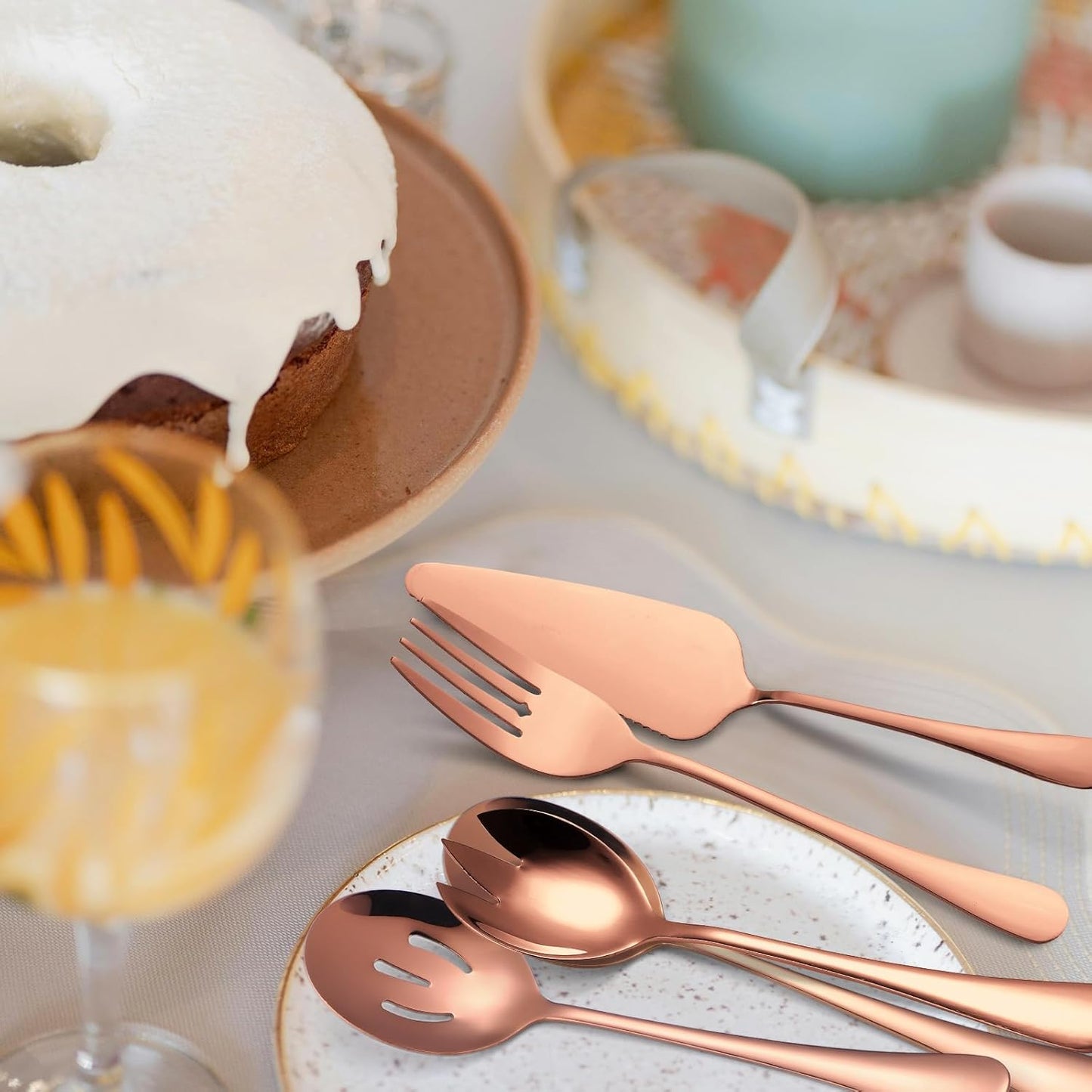 Stainless Steel Serving Utensil Set 10-Piece Buffet Flatware Catering Silverware with Bread Tong,Cake Spatula,Serving Ladles,Salad Fork,Cheese Knife,Large Spoon for Parties Buffet