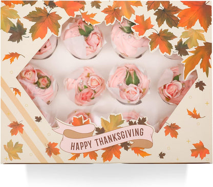 qiqee Auto-pop Up Cupcake Boxes with Window White 40PCS 12 Count Cupcake Box 13"x10"x3.5" Cupcakes Carrier, 12 Cupcake Containers with 2 rolls of pink ribbons
