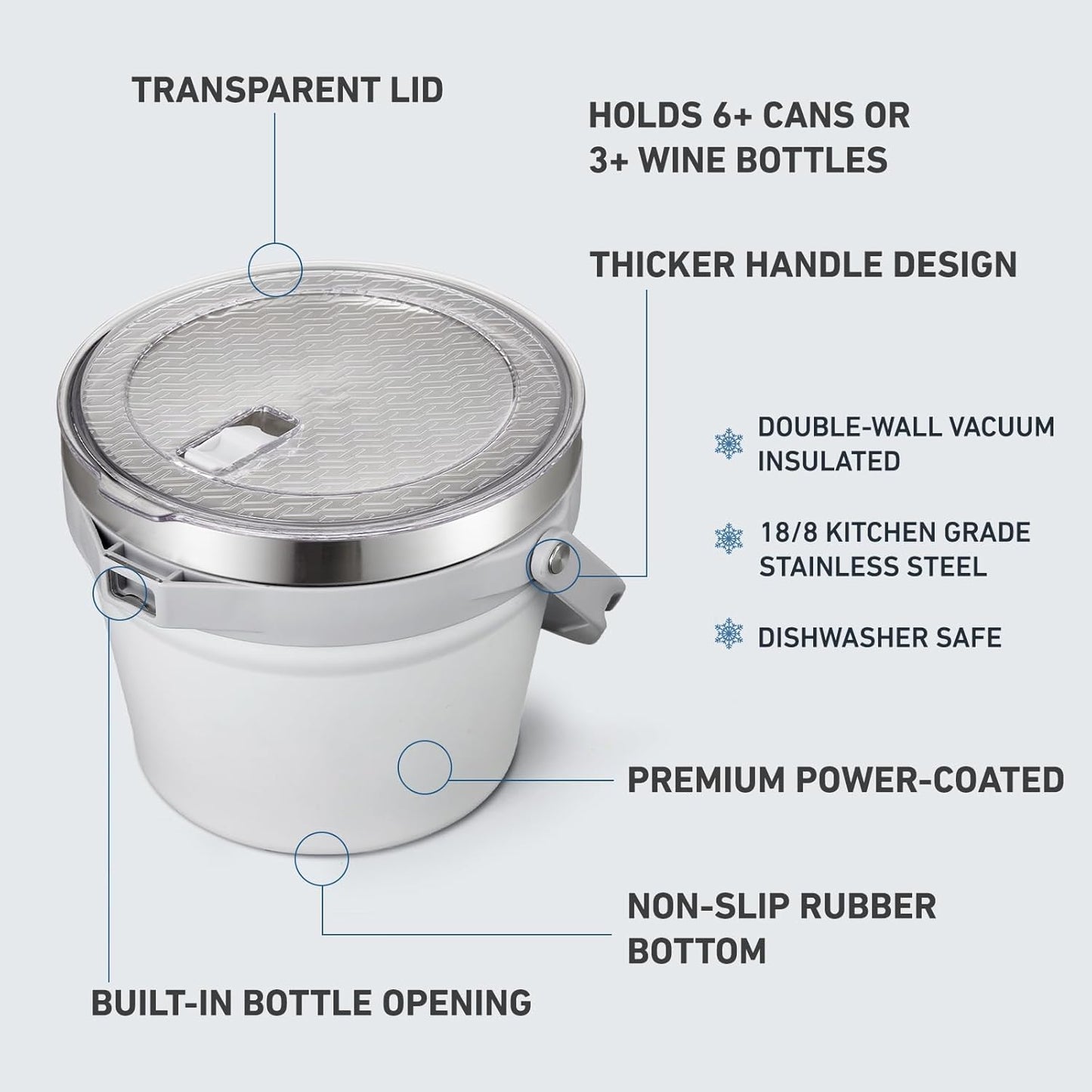 COKTIK 7L Insulated Ice Bucket with Lid，Double Wall Vacuum Stainless Steel Beverage Bucket Keeps Frozen Longer，Holds 6 Longnecks or 3 Bottles of Wine，for Cocktail, Champagne, Large Parties(Blue)