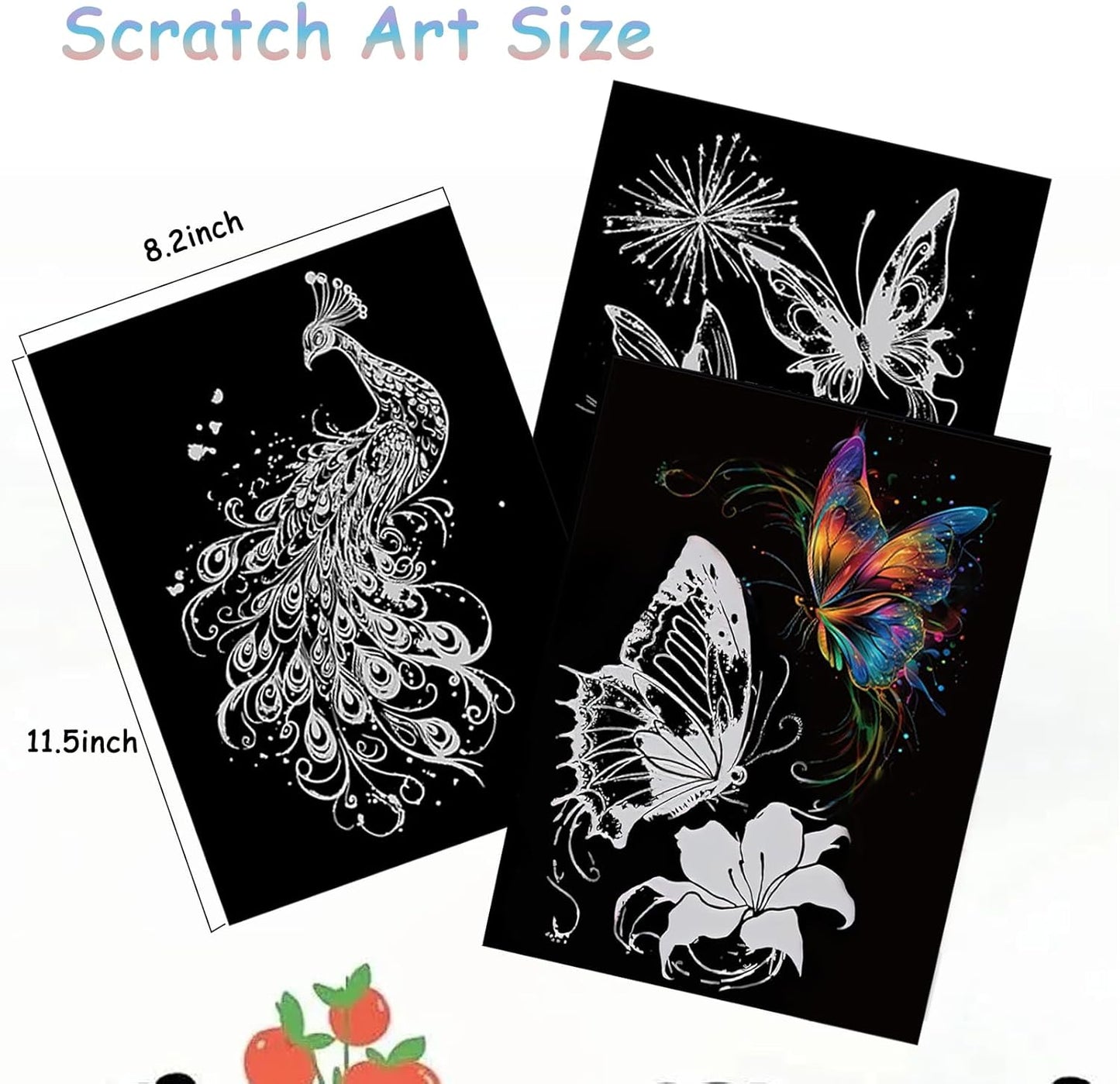 Scratch Art Bookmarks Kit, 24 Sheet Paper with Scratching Tools for DIY Party Favors, Christmas Stocking Stuffers