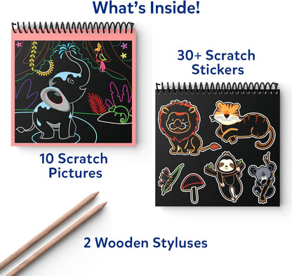 Skillmatics Scratch Art Book for Kids - Unicorns & Princesses, Craft Kits & Supplies, 30+ Scratch Stickers, Travel Toys, DIY Kit, Gifts for Girls & Boys Ages 3, 4, 5, 6, 7, 8