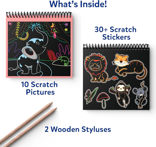 Skillmatics Scratch Art Book for Kids - Unicorns & Princesses, Craft Kits & Supplies, 30+ Scratch Stickers, Travel Toys, DIY Kit, Gifts for Girls & Boys Ages 3, 4, 5, 6, 7, 8