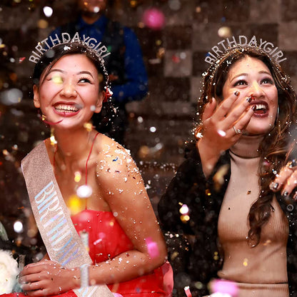 AOPRIE Birthday Girl Crown for Women with Sash Rose Gold Tiara for Women Headband Princess Crown Rhinestone Happy Birthday Accessories